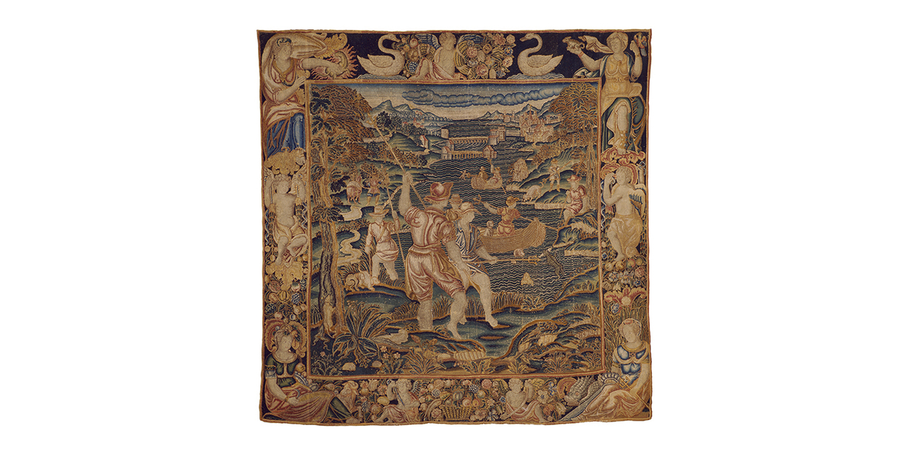 Jan van der Straet, dit Stradanus, *La chasse à la loutre*, France, début du XVII^e siècle. © © musée des Tissus – Basset