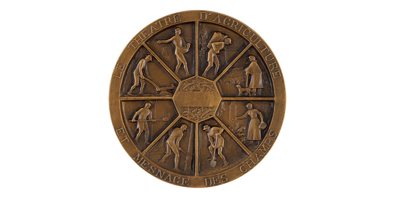 éonce Alloy, Théâtre de l'Agriculture et Mesnage des Champs (revers), Paris, XX^e siècle. © © musée des Tissus – Sylvain Pretto