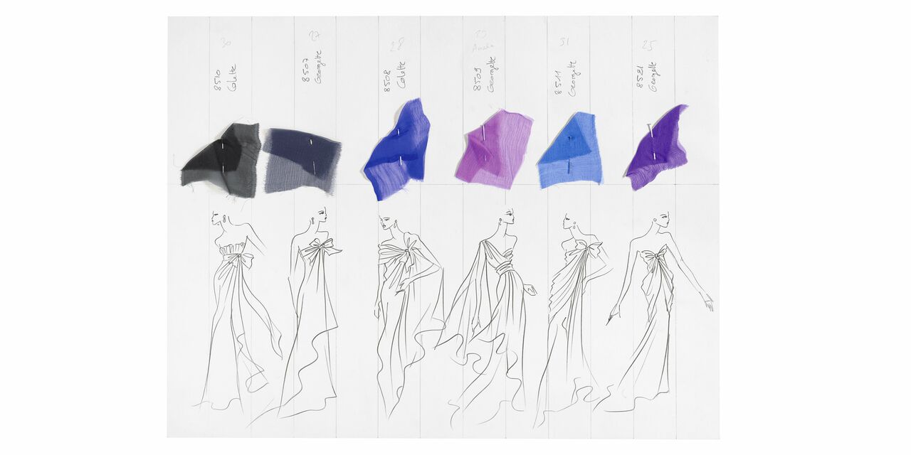 Yves Saint Laurent, Planche de collection, collection haute couture printemps-été 2002. © © Yves Saint Laurent