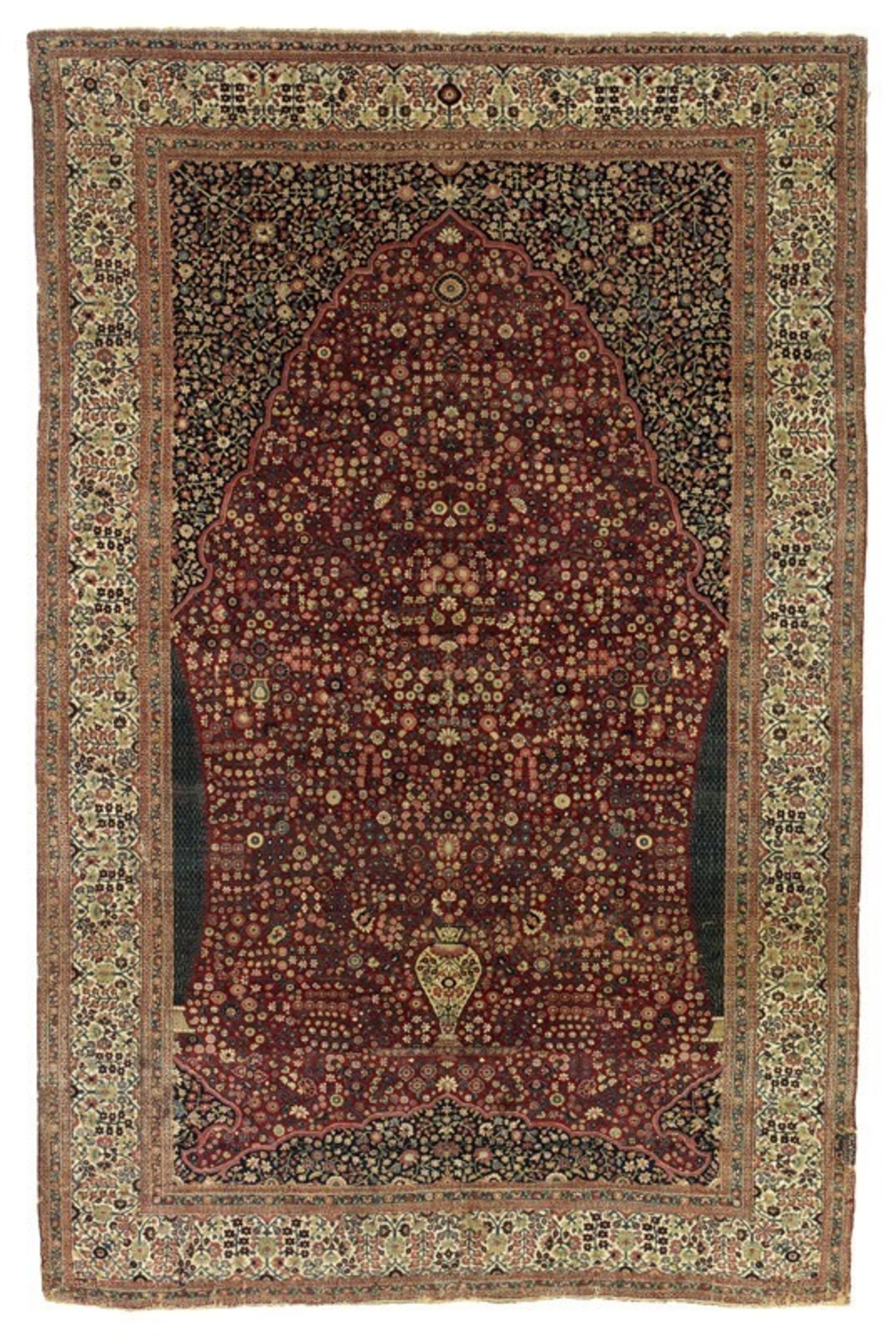 Tapis de prière dit Millefleurs, Cachemire, 1ère moitié du 18e siècle. © © Lyon, musée des Tissus - Sylvain Pretto