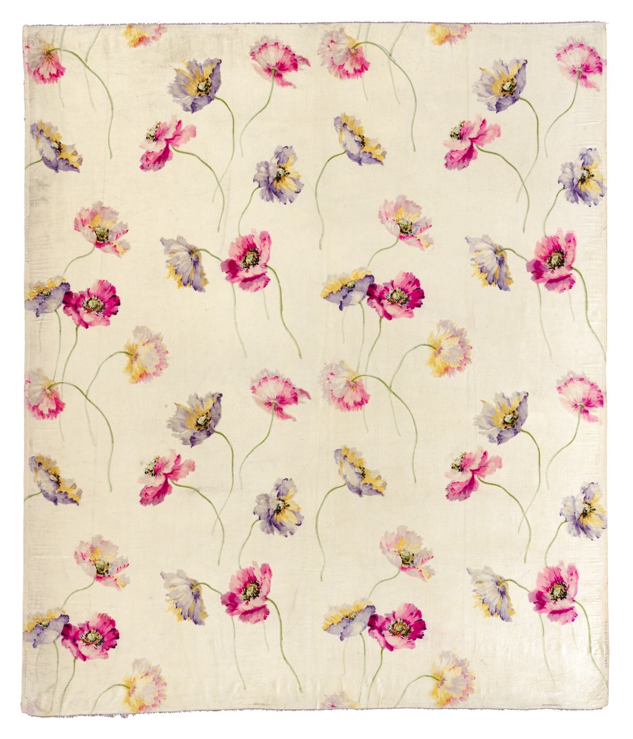 Maison Béraud et Cie (fabricant), Velours miroité impression coquelicots, Lyon, présenté à l'exposition universelle de Paris en 1900. © © Lyon, musée des Tissus - Sylvain Pretto 