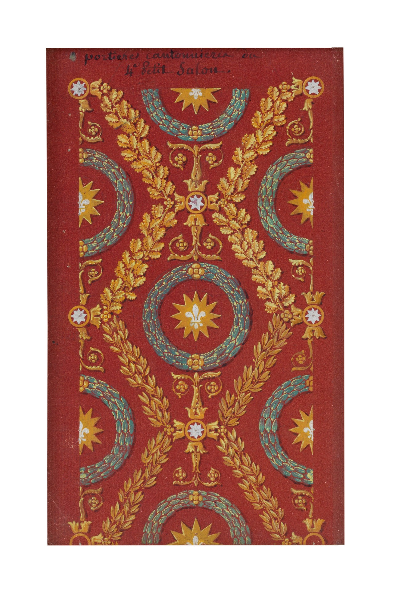 Jean-François Bony, Maison Grand frères, Projet de portière du meuble pour le quatrième petit salon de l'appartement d'honneur du Palais de Versailles, Lyon, 1817. MT 40472. Mode d'acquisition inconnu © © Lyon, musée des Tissus et des Arts décoratifs — Sylvain Pretto