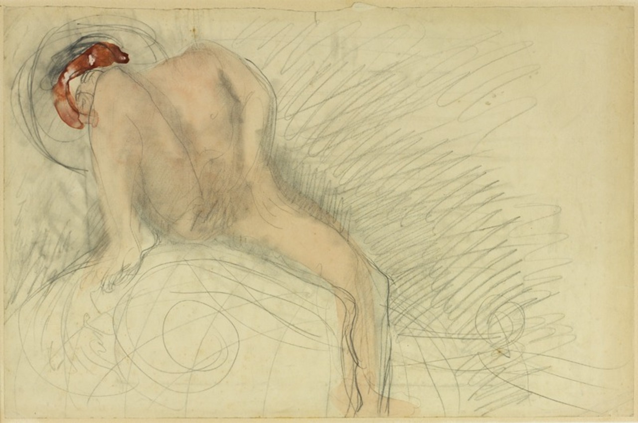 François-Auguste-René Rodin, Femme aux jambes écartées, mains au sexe, Paris, vers 1911. MAD 3279. Legs d’Henriette Bardey, 1960. © © Lyon, musée des Tissus et des arts décoratifs — Pierre Verrier