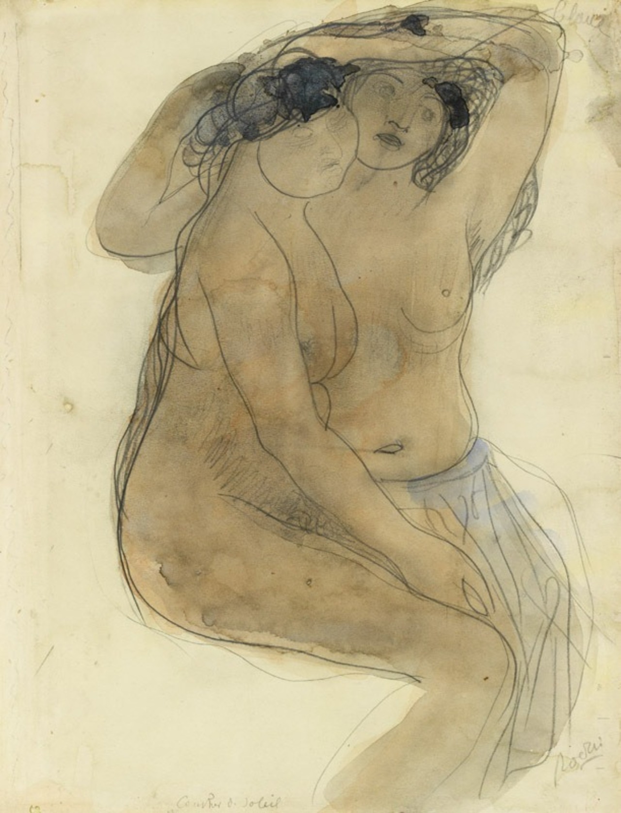 François-Auguste-René Rodin, Coucher de soleil, Paris, 1911. MAD 3273. Legs d’Henriette Bardey, 1960. © © Lyon, musée des Tissus et des arts décoratifs — Pierre Verrier