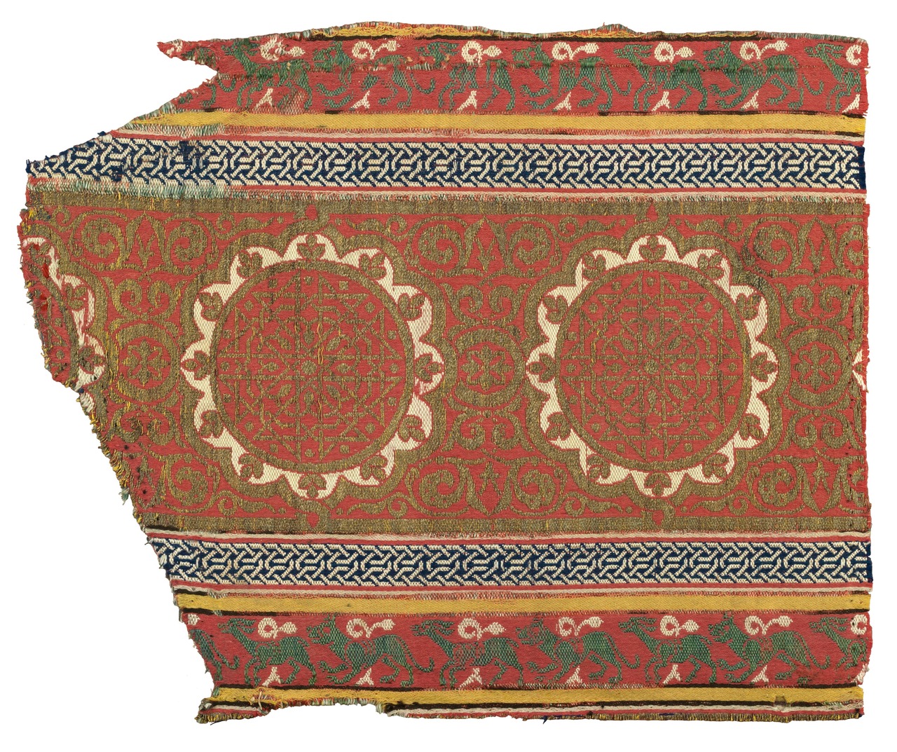 Tissu hispano-mauresque (fragment), Espagne, XVe-XVIe siècle. MT 30407. Achat auprès de Tony Martel Tony, 1926. © © Lyon, musée des Tissus et des Arts décoratifs — Pierre Verrier