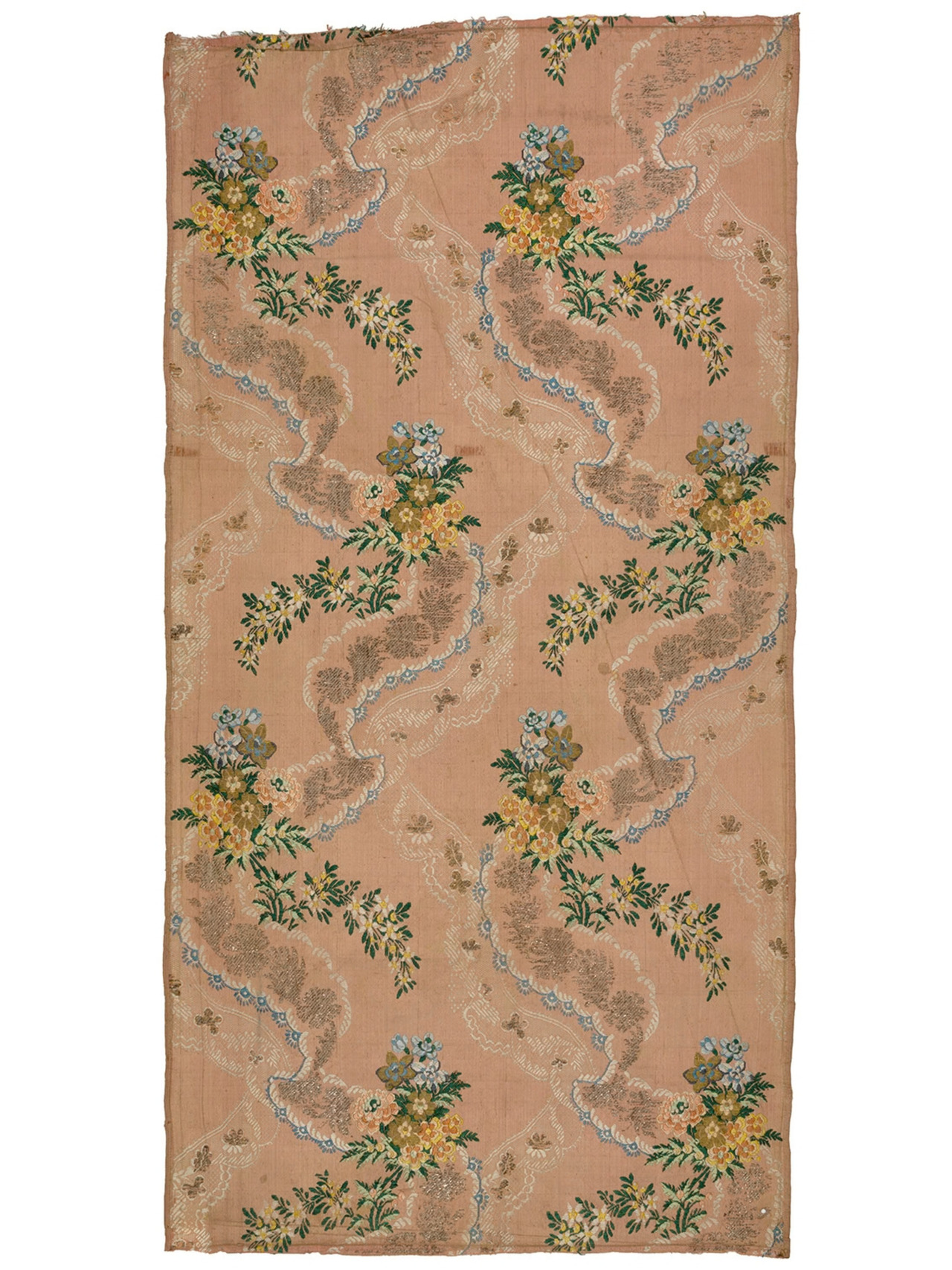 Soierie à décor de rubans sinueux et bouquets, France, vers 1770 MT21964.2 Achat auprès de Mme Fulgence, 1872 © © Lyon, musée des Tissus et des Arts décoratifs — Sylvain Pretto